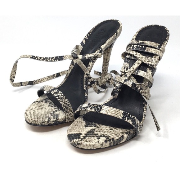 Schutz Cloe Women's Size 5.5 B Natural Snake-Printed Leather Sandals Shoes - Picture 3 of 7